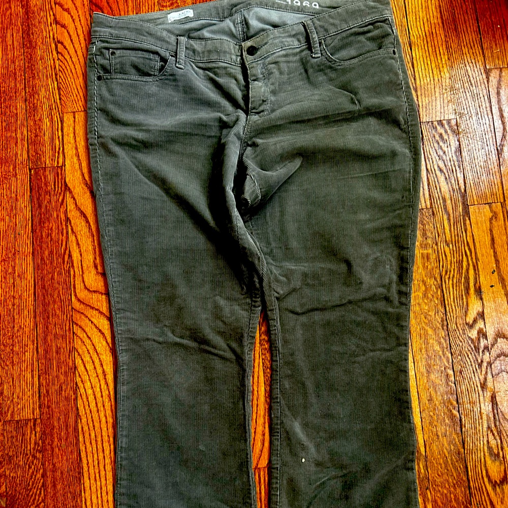 Gap Olive Green Corduroy Slim Bootcut Pants